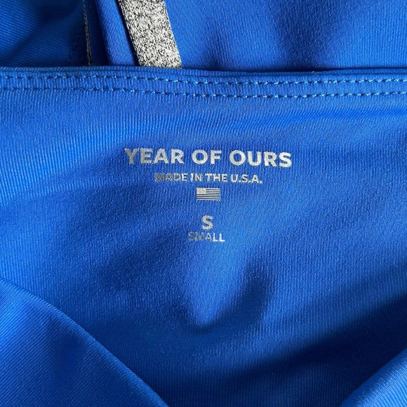 Year of Ours Womens S Blue V-Waist Athletic Leggings w/Side Stripe - Picture 6 of 7